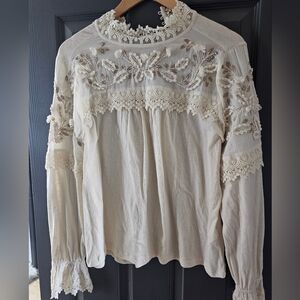 Anthropologie cream blouse Size Medium